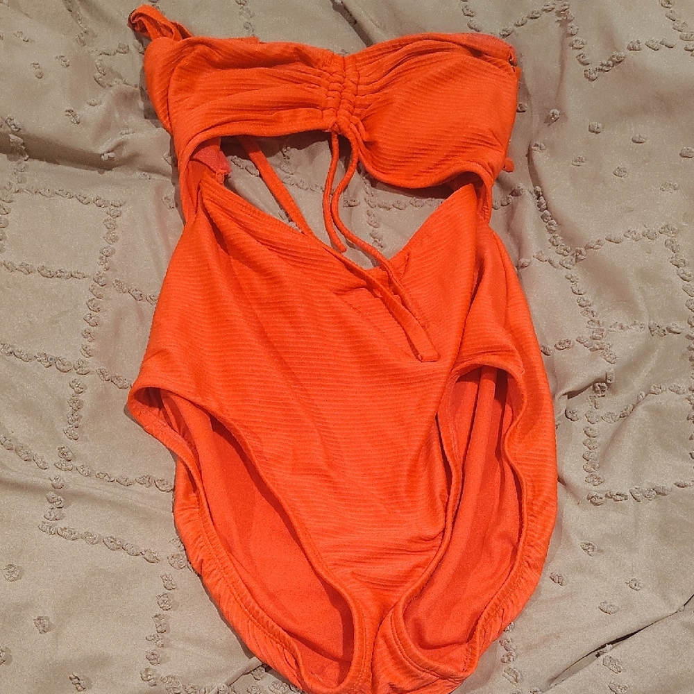 Time and Tru Orange Women's One Piece Swimsuit